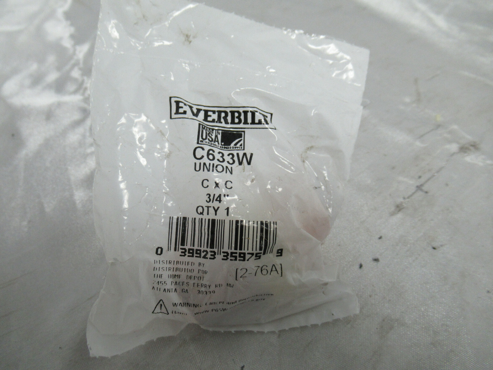 Everbilt C633W Union CxC 3/4" Copper Pressure 039923359759 (Lot L)