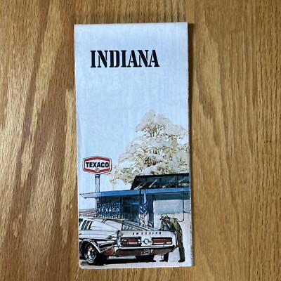#ad Texaco Map Indiana Indianapolis Fort Wayne Goshen 1975 Gas and Oil Folding $8.85