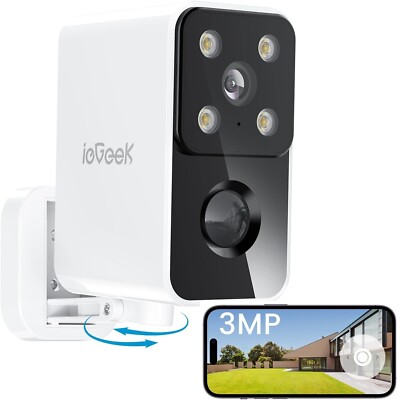 ieGeek Outdoor 3MP Security Cameras Wireless Home Battery CCTV System,Wi-Fi 6