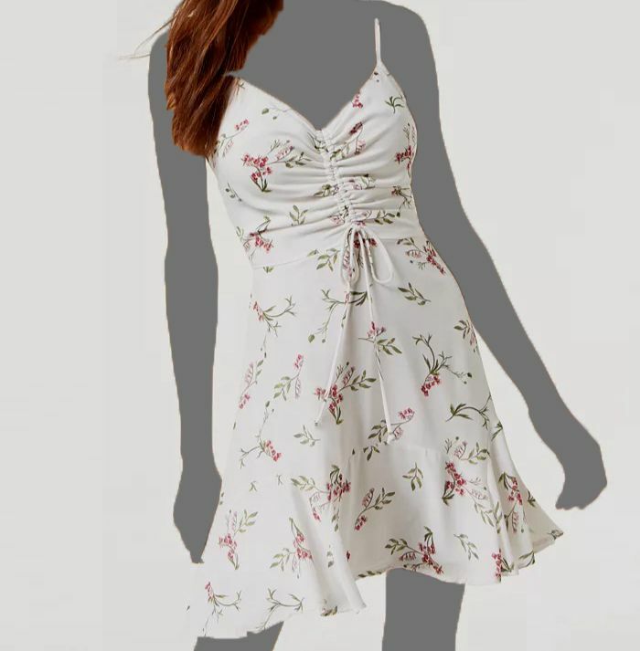 Trixxi Juniors' Ruched Fit & Flare Dress - Ivory Floral