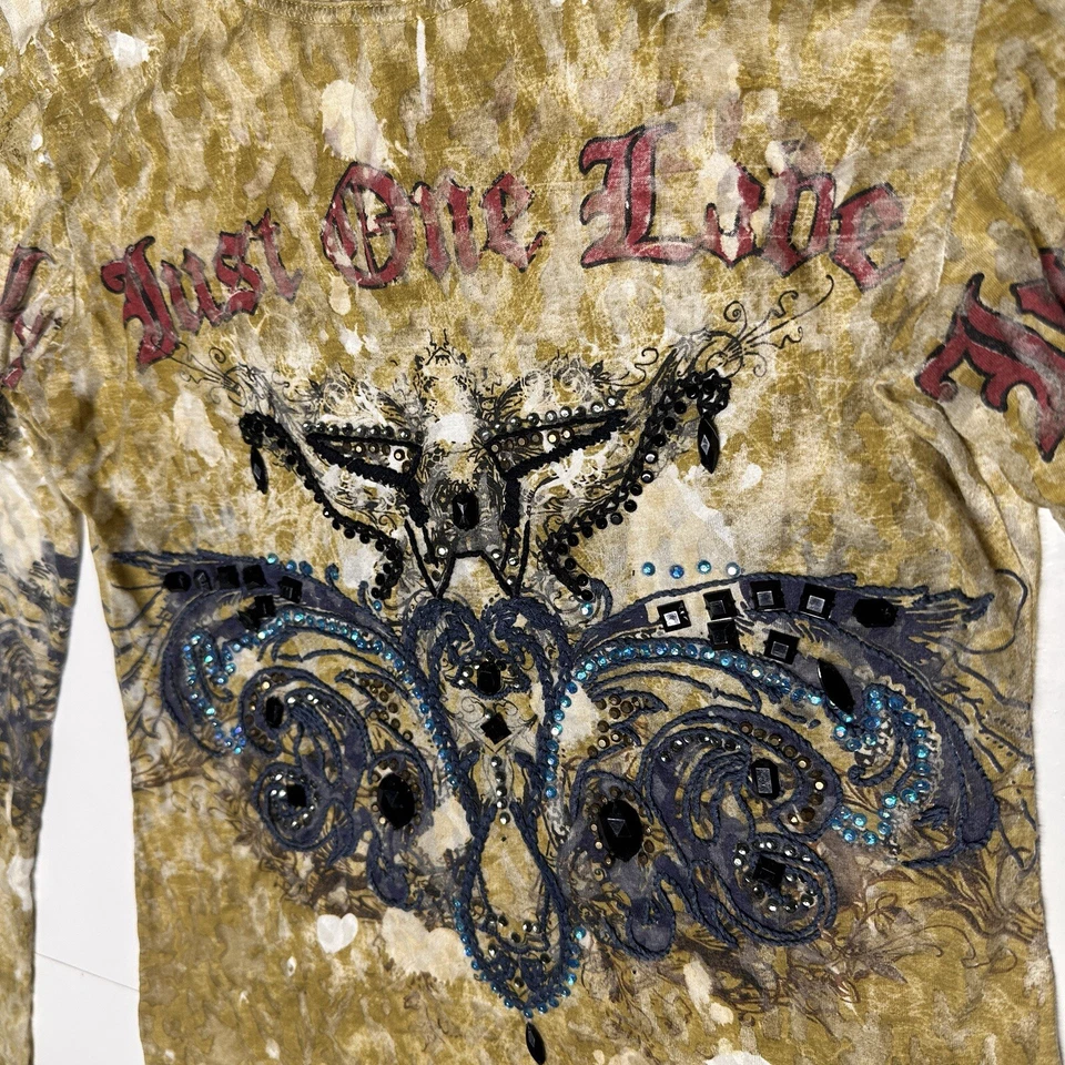 Рубашка с длинным рукавом Y2K Burnout с украшениями Spy Zone Exchange размер большой - Изображение 4 из 4