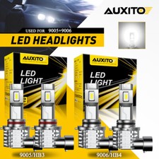 9005 9006 LED Headlights Kit Combo Bulbs 6500K High Low Beam Super White Bright