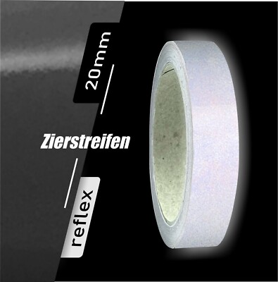 Zierstreifen schwarz weiß reflektierend reflex Aufkleber 20mm Länge 10m Auto Ref