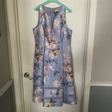 Adrianna Papell Blue Floral Midi Dress Size 12