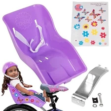  Doll Bicycle Seat Bike Seat (Purple) with Decorate Yourself Decals (Fits 