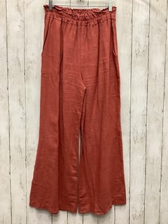 Lace Terracotta Linen Wide Leg Casual Palazzo Pants Elastic Waist Medium