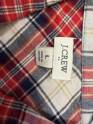 J.CREW Women's Red/Navy Flannel Plaid Long Sleeve Size L - Picture 8 of 8