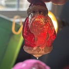 Vintage unsilvered hand painted Mercury Glass Santa West Germany Mica Flocked — photo 1