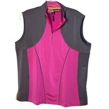 Jamie Sadock Sleeveless Golf Polo 1/4 Zip Up Pink Gray Athletic Colorblock XL