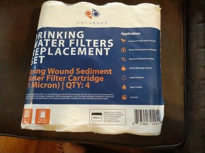 Aquaboon Drinking Water Filter Replacement Set: String Wound, 1 Mic, Q: 4, 10''