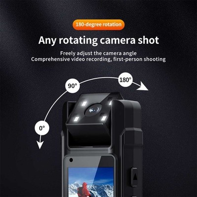 1080P Action Kamera Schwarz ABS Gehäuse 180 Grad Drehbares Objektiv für Outdoo