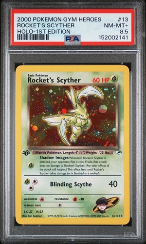 Rocket's Scyther (1st Edition) graded PSA 8.5 for sale on eBay