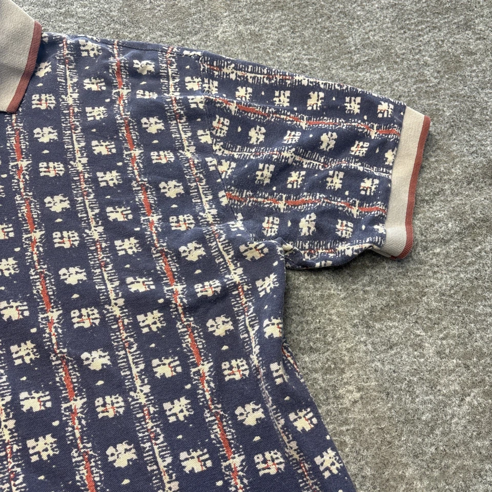 Camisa polo masculina vintage anos 90 jogadores Van Heusen golfe média multicolorida estampada - Imagem 3 de 4