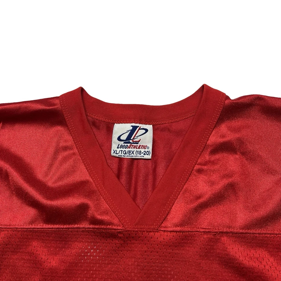 老式旧金山49人队球衣青少年XL 18-20红色NFL史蒂夫杨90年代 — 第 4/4 张图片