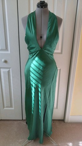 New! HELLO MOLLY Womens Green Polyester Halter Maxi Dress Casual Resort Party 6