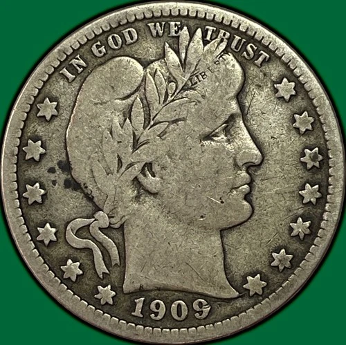 1909-D Barber Quarter Choice Fine F+/VF Coin #36517