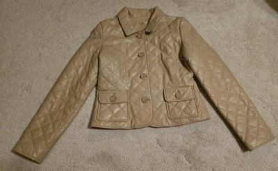 Wilsons Leather Quilted Tan Blaser Jacket Size SM NWT