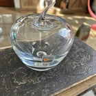 Vintage BLENKO Art Blown Glass Clear Apple Paperweight 4x4"