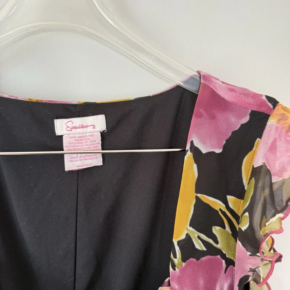 Vestido Y2k Babydoll Coqueta Lechera Negro Rosa Floral Capricho Gasa M LEER Foto 4 de 4