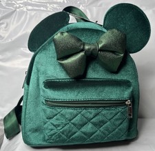 Disney Minnie Mouse Velvet 3D Ears  Bow Green Mini Backpack Brand New NWT