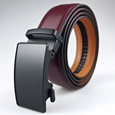 Genuine Leather Mens Ratchet Belts For Men Adjustable Automatic Buckle Casual