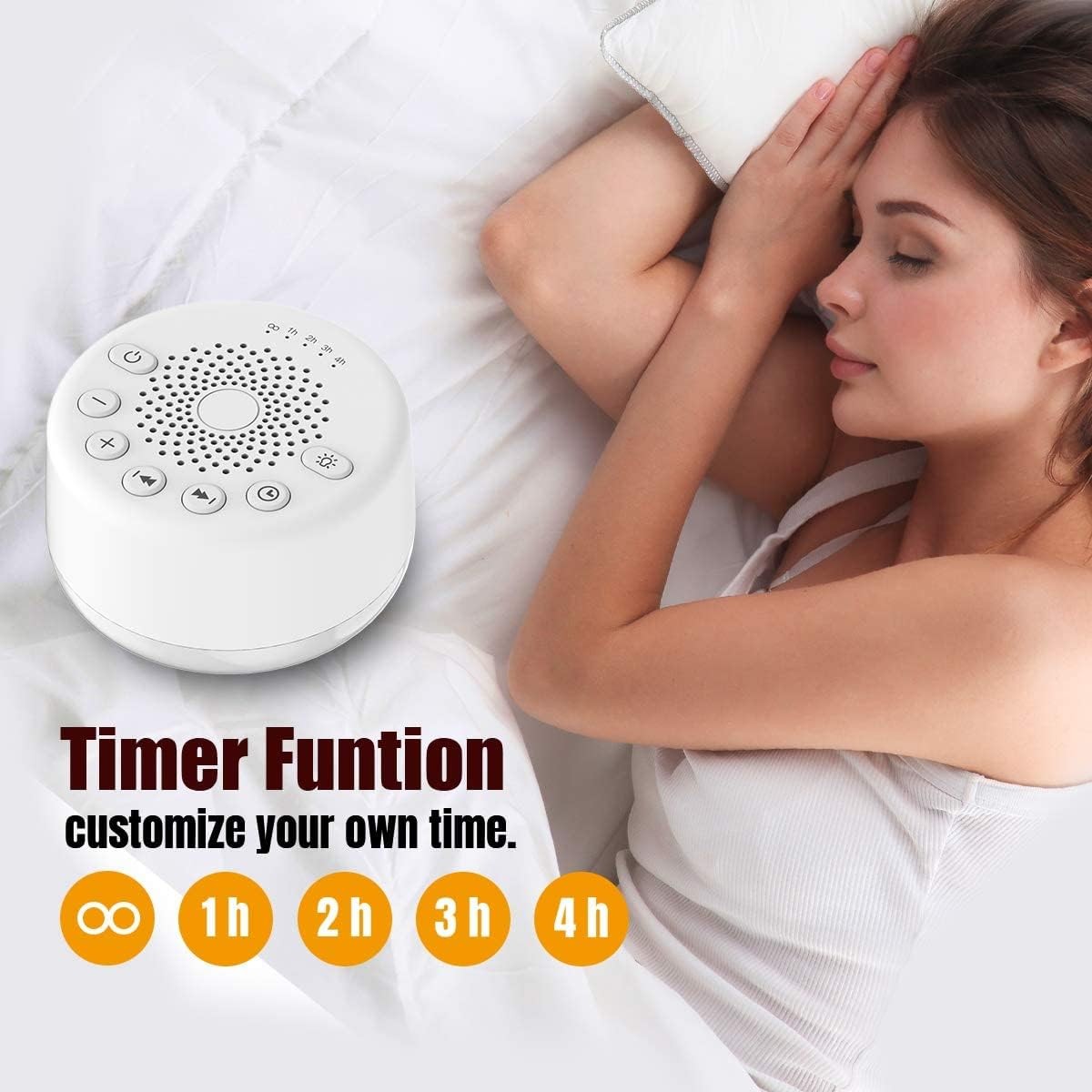 White Noise Sound Machine with 25 Soothing Sounds, Night Light, and Sleep Timer