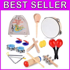 Kids Musical Instrument Set - Tambourine, Maracas, Castanets