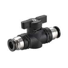 Pneumatic Ball Valve, Push To Connect, 8mm Inner Dia. Plastic Zinc Alloy Black