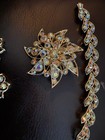 1950’s Signed BSK Aurora Borealis Rhinestone Starburst Brooch Bracelet Earrings — photo 9