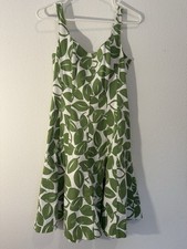 Nine West Green Leaf Dress, Size 8 NWOT
