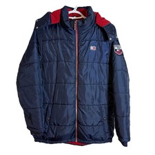 Tommy Hilfiger Youth XL 18/20 Puffer Jacket Navy Red Hooded Winter Coat