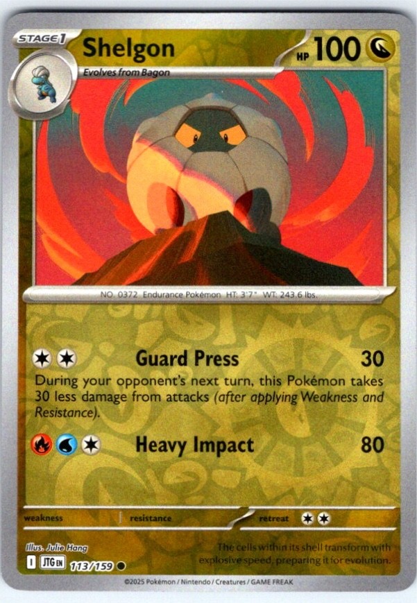 Pokemon TCG Shelgon 113/159 Journey Together Reverse Holo NM