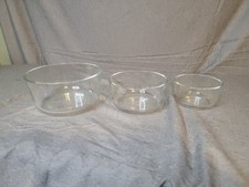 Pyrex 7200A, 7201A  7202A Clear Round Glass Food Storage Bowls No Lids