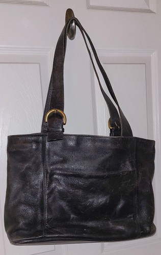 Vintage Coach Soho Black Leather Shoulder Bag Purse Tote #4157 Gold Buckle