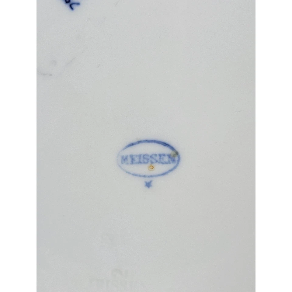 Juego de 2 platos de cebolla azul Meissen de porcelana con borde festoneado Foto 4 de 4