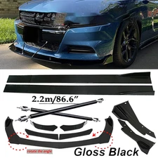 Front Bumper Lip Spoiler Side Skirt Body Kit Glossy For Dodge Charger RT