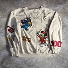 Disney 100 Years of Wonder Embroidered Crewneck Sweatshirt Size M