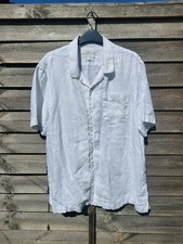 M&S Mens White Pure Linen Short Sleeve Shirt Size XL Extra Large Summer Beach