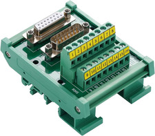 DB15 Male/Female D-SUB Din Rail Mount Interface Module, RS232 Serial to 15Pin Po