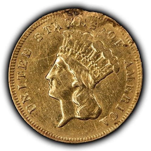 1878 G$3 Indian Princess Head Three Dollar Gold Piece -Authentic US Coin- G6038