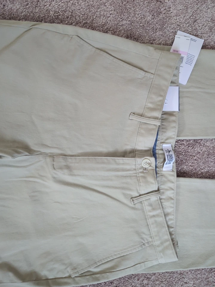 Pantalones chinos ajustados rectos/elásticos Penguin para hombre 32x30 Foto 3 de 4