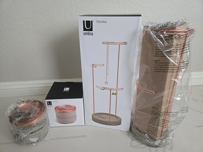 Umbra Tesora 3-Tier Jewelry Stand + Box Accessory Organizer Display NEW