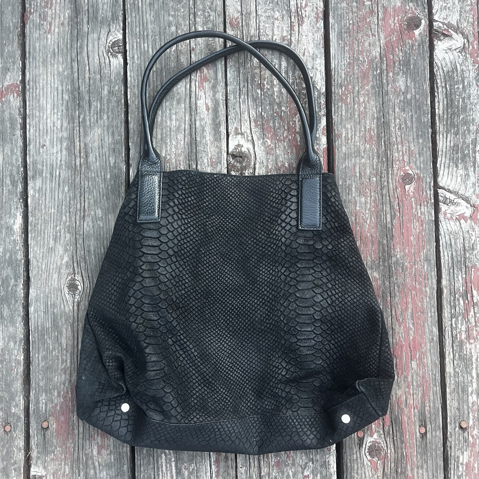 J Mclaughlin Python Embossed Suede Shopper Tote B… - image 2