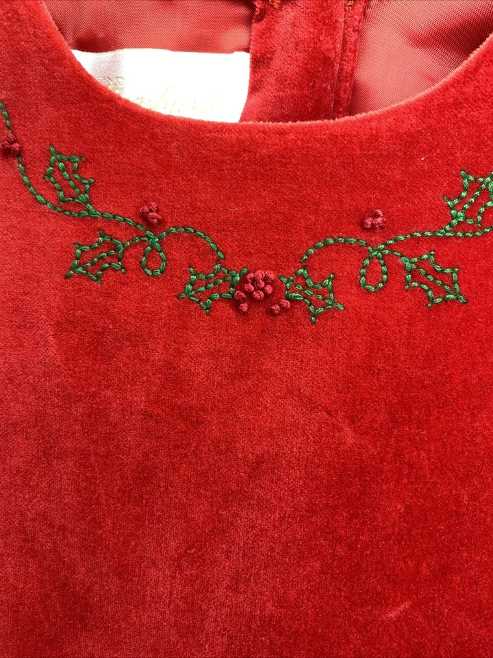 Vestido de Terciopelo Rojo Strasburg Niñas 14Y Algodón Bordado Navidad Foto 3 de 4
