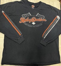 Tripps Amarillo Texas Harley Davidson USA Made T Shirt XL Black Long Sleeve