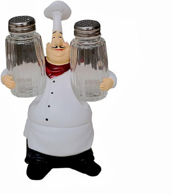 Holding Two Seasoning Bottle Resin Figurines,Cute Chef Statue Sculpture Ornament