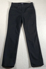 NYDJ Marilyn Straight Lift Tuck Women's Jeans Mid-Rise Black Stretch Cotton s8P