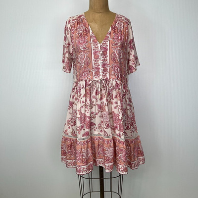 Walker & Wade Dress Women Small Ali Floral Ruffle Tier Cottage Party Core Ne