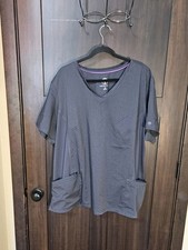 EUC Women's Plus HEALING HANDS Juliet Dark Gray Scrub Top Size 4X