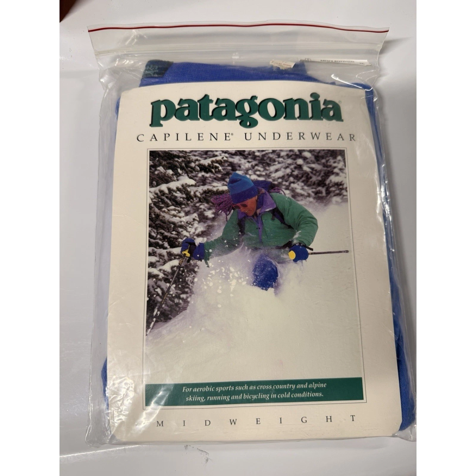 Vintage Patagonia Capilene Base Layer Pants Blue NWT Deadstock 90s Thermal M NOS